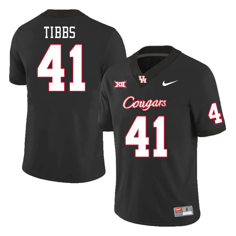 Men #41 Zavian Tibbs Houston Cougars College Football Jerseys Stitched-Black